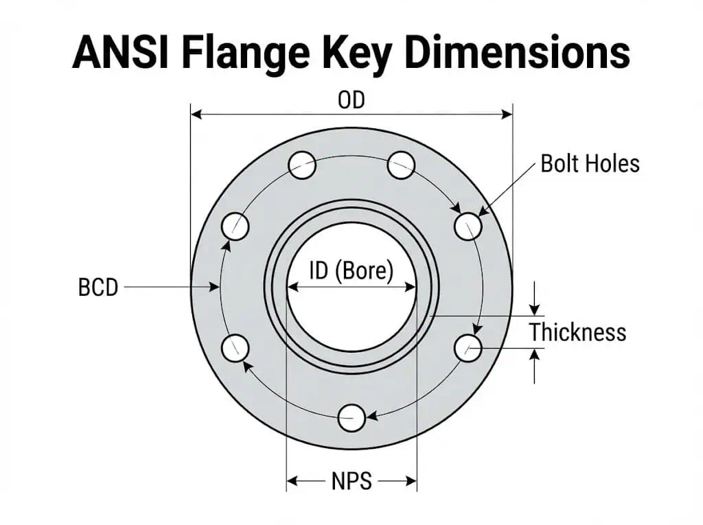 ANSI Flange Key Dimensions