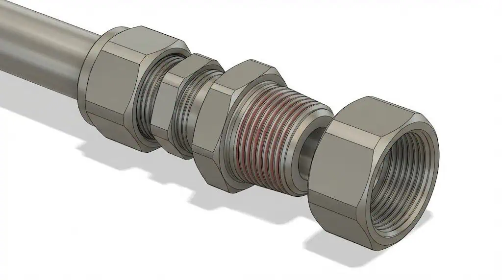 Adaptador tubo-NPT: selante apenas nas roscas cônicas, nenhum na extremidade de compressão