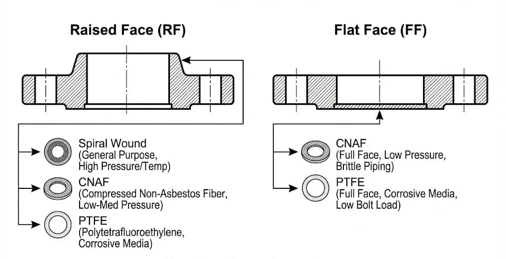 raised face vs flat face flange gasket selection guide