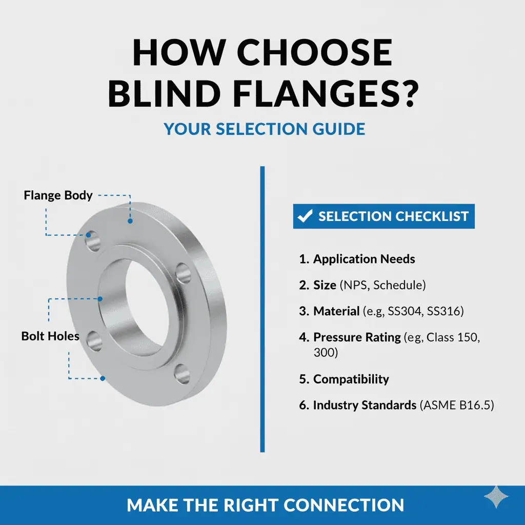 How to Choose Blind Flanges: engineering selection checklist How to choose blind flanges: selection checklist for size, material, class rating, gasket and bolting