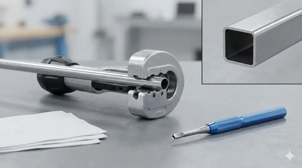 Padrão de Preparação do Tubo Preparação correta do tubo para instalação de conexões de tubo: Corte quadrado (90 graus), desbaste interno/externo.