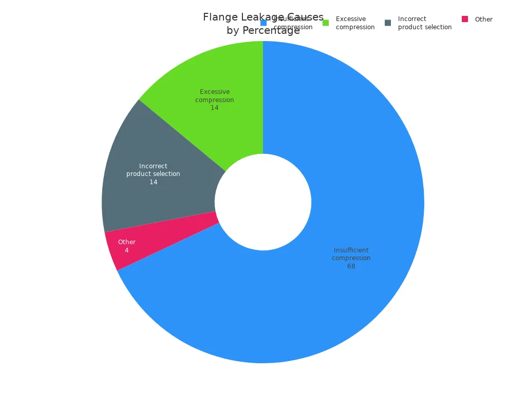 Pie chart showing percentage breakdown of flange leakage causes - Installation vs Gasket Failure