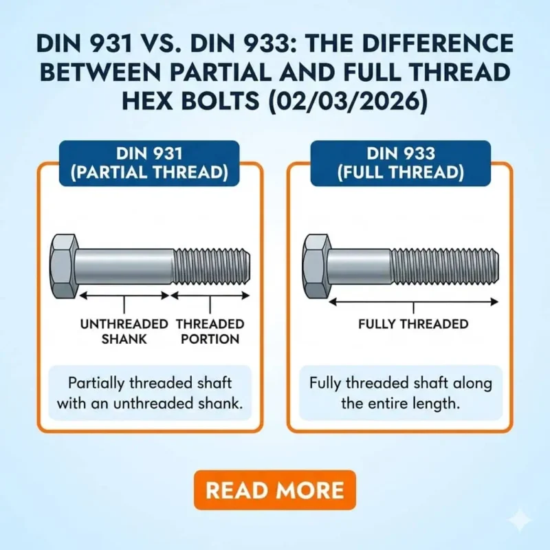 DIN 931 vs. DIN 933: The Difference Between Partial and Full Thread Hex Bolts
