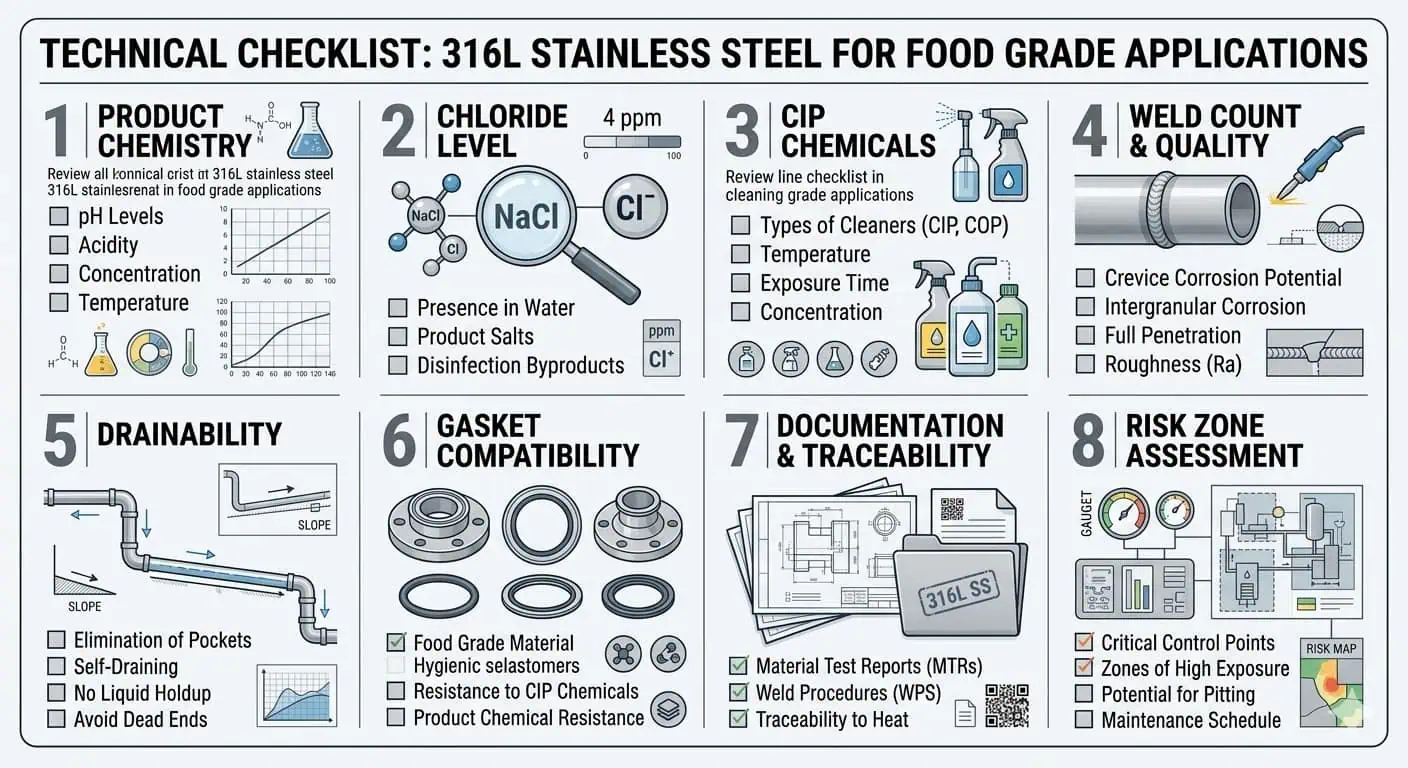 316L Food Grade Application Review Checklist 316L food grade application review checklist for hygienic stainless steel material selection