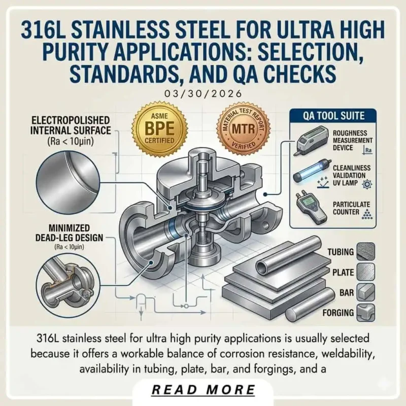 316L Stainless Steel for Ultra High Purity Applications: Selection, Standards, and QA Checks