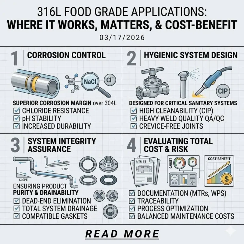 316L Acier Inoxydable dans les Applications Agroalimentaires : Où Il Fonctionne, Où Il Compte, et Quand Il Vaut le Coût