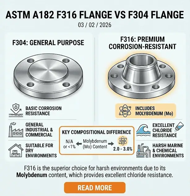 ASTM A182 F316 vs F304 stainless steel flanges (field identification starts with markings and MTR) ASTM A182 F316 Flange vs F304 Flange