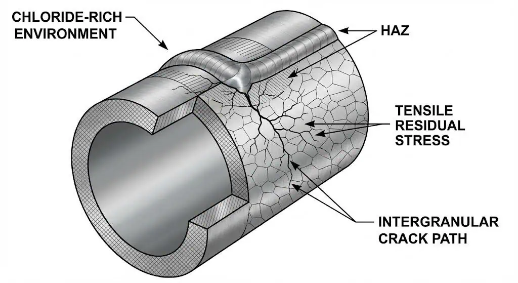 Chloride SCC in Austenitic Stainless Steel Chloride stress corrosion cracking in austenitic stainless steel process piping