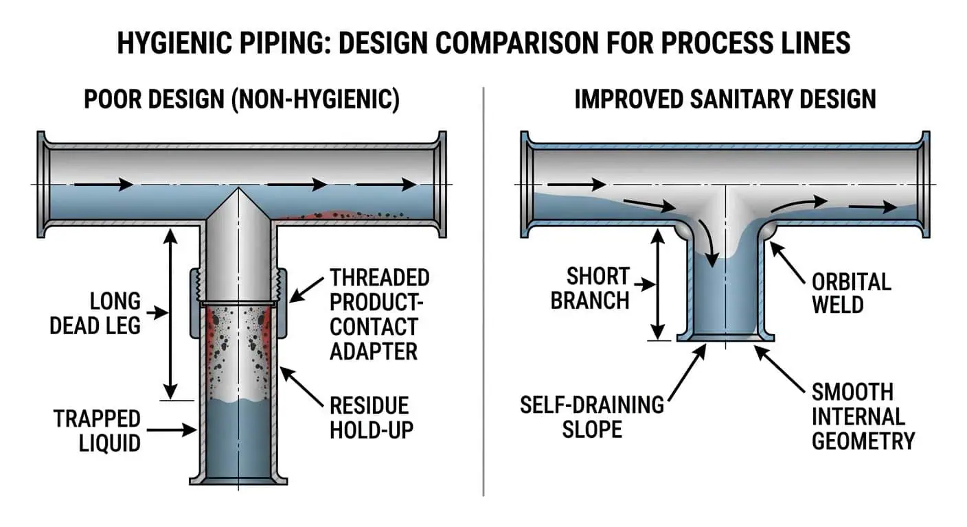Dead Leg and Drainback Comparison in Hygienic Piping Dead leg and drainback comparison in hygienic piping for personal care process lines