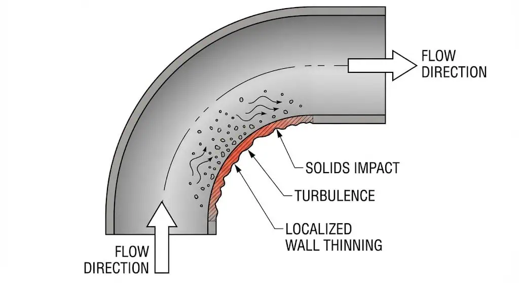 Erosion-Corrosion at Elbow Erosion-corrosion at elbow in process piping