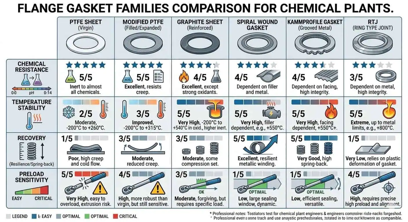 Gasket Family Selection Matrix Gasket family selection matrix for chemical plant flanges