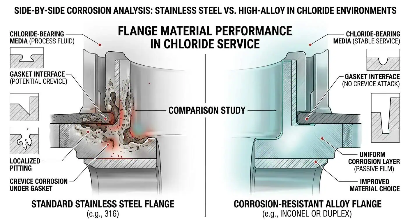 Good vs Bad Material Choice in Chloride Flange Service Good vs bad material choice in chloride flange service