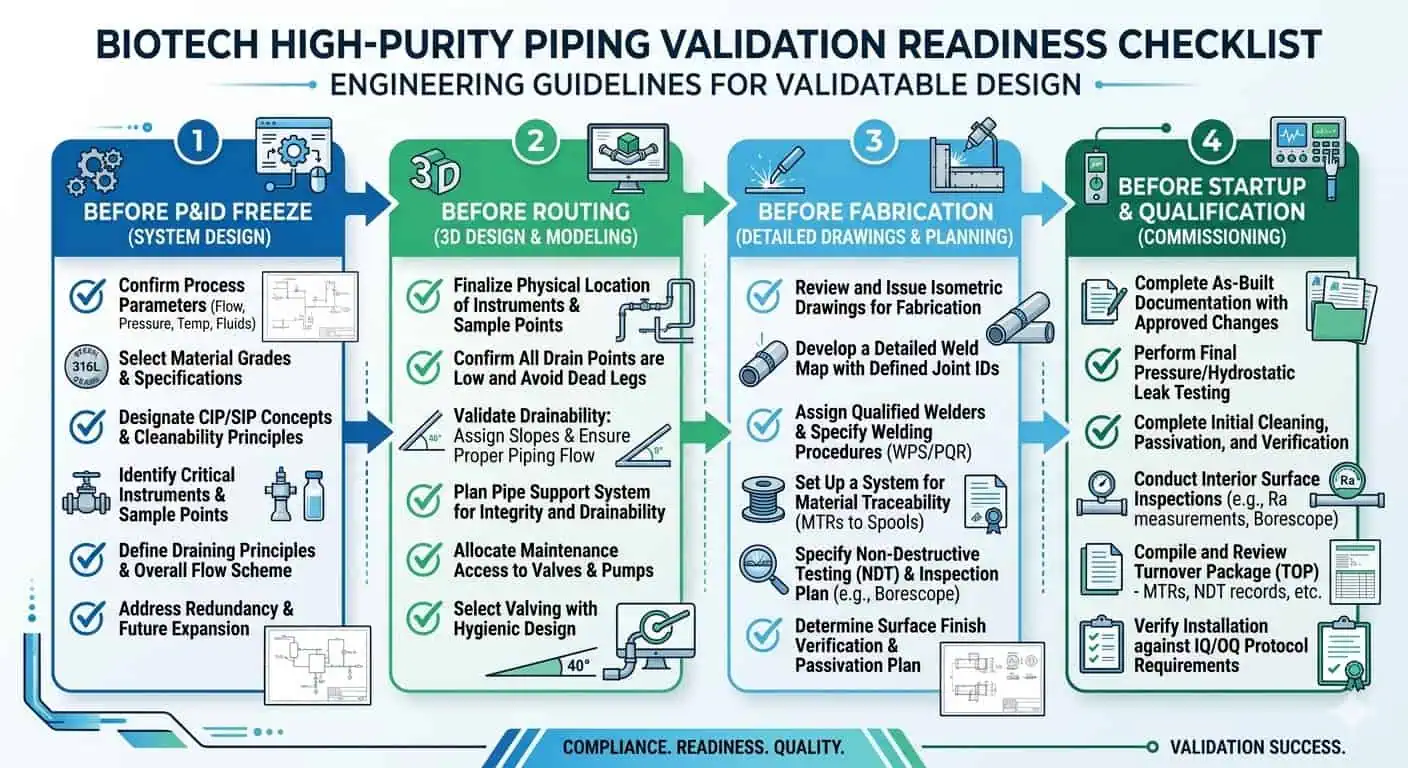 High Purity Piping Design Review Checklist for Validation Readiness High purity piping design review checklist for validation readiness in biotech facilities