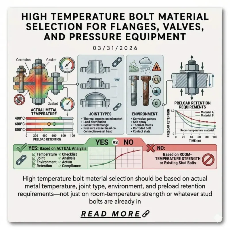 High Temperature Bolt Material Selection for Flanges, Valves, and Pressure Equipment