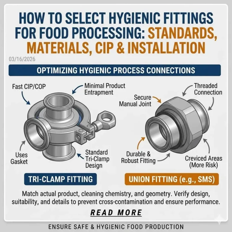 Как выбрать гигиенические фитинги для пищевой промышленности: стандарты, материалы, CIP и монтаж