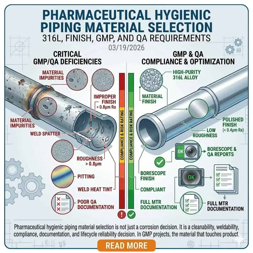 Pharmaceutical Hygienic Piping Material Selection: 316L, Finish, GMP, and QA Requirements