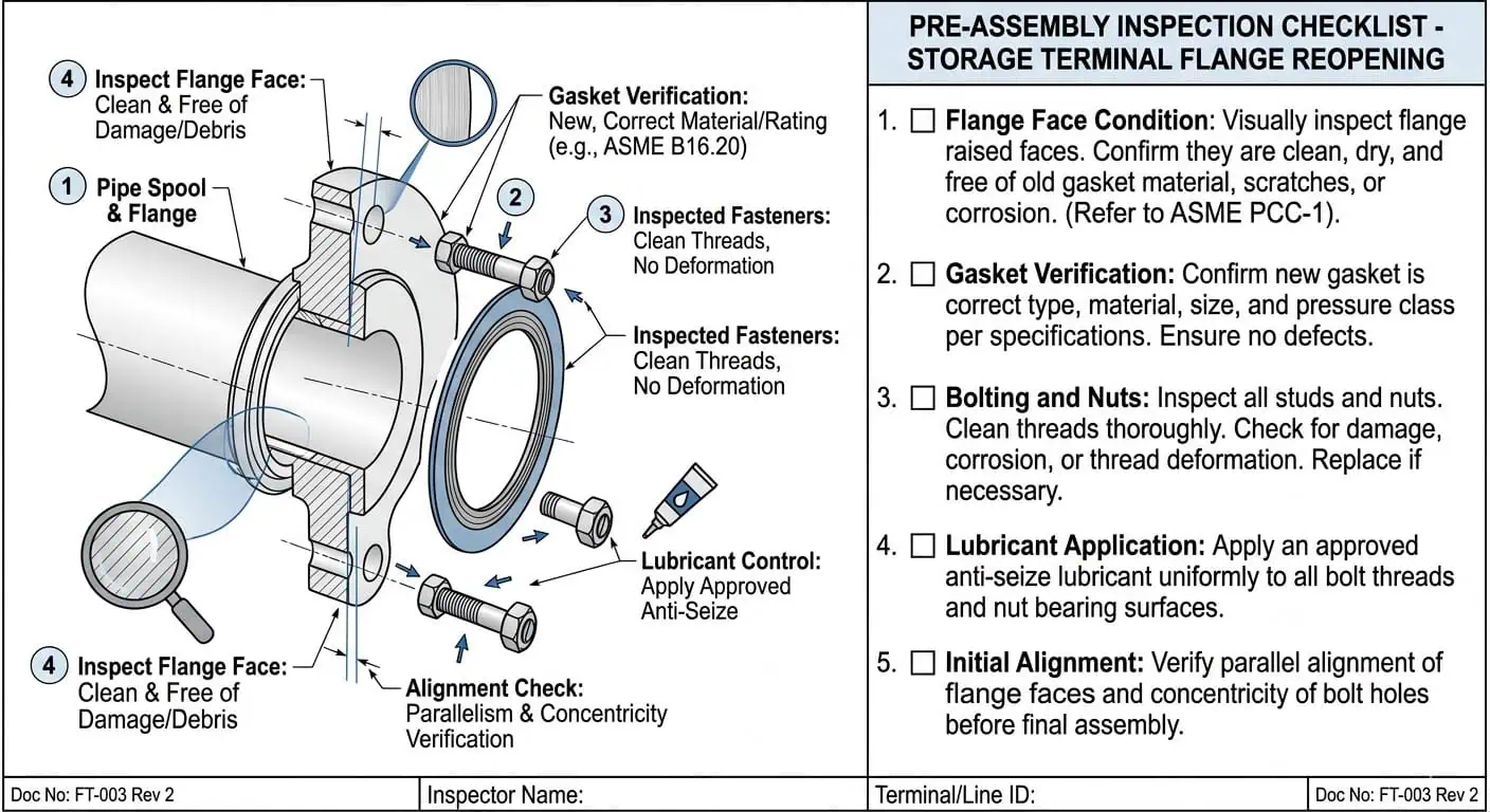 Pre-Assembly Inspection for Reopened Terminal Flanges Pre-assembly inspection for reopened terminal flanges