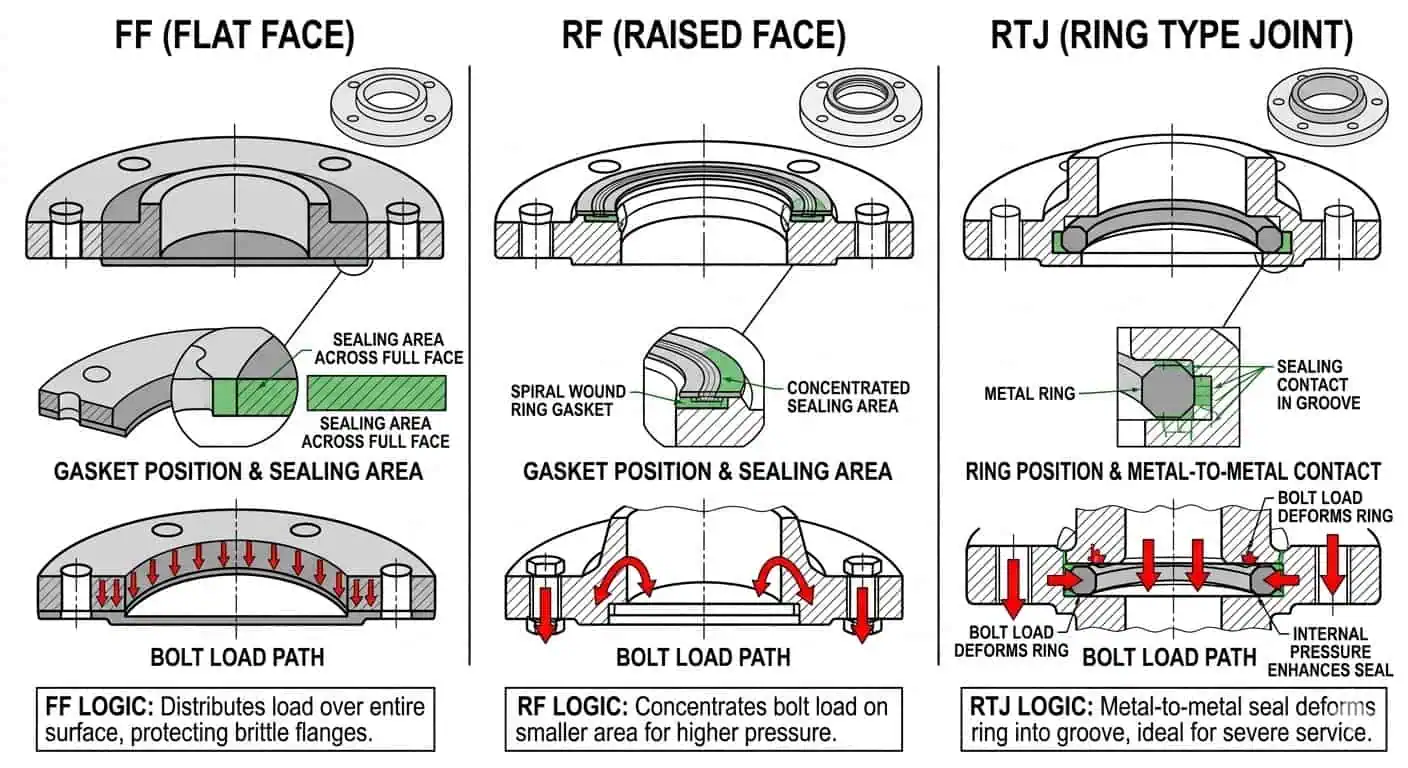 RF vs FF vs RTJ Sealing Logic RF vs FF vs RTJ sealing logic for gasket selection