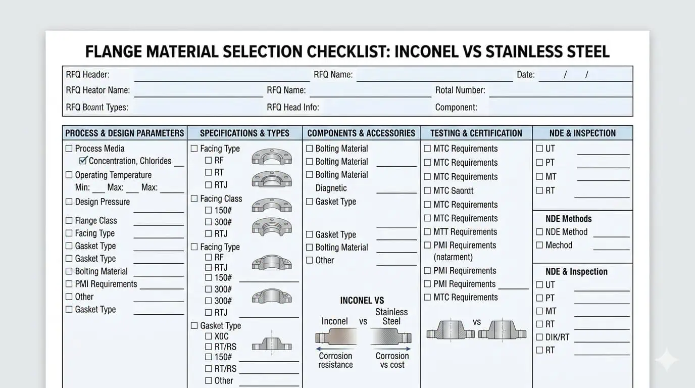 RFQ Checklist for Inconel vs Stainless Flanges RFQ checklist for Inconel vs stainless steel flanges