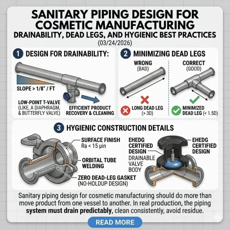 Hygienische Rohrleitungsgestaltung für die Kosmetikherstellung: Entwässerungsfähigkeit, Toträume und hygienische Best Practices