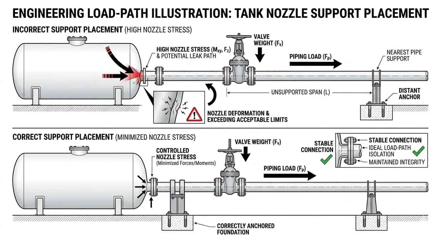 Support the Piping, Not the Tank Nozzle Support the piping not the tank nozzle in tank farm piping design