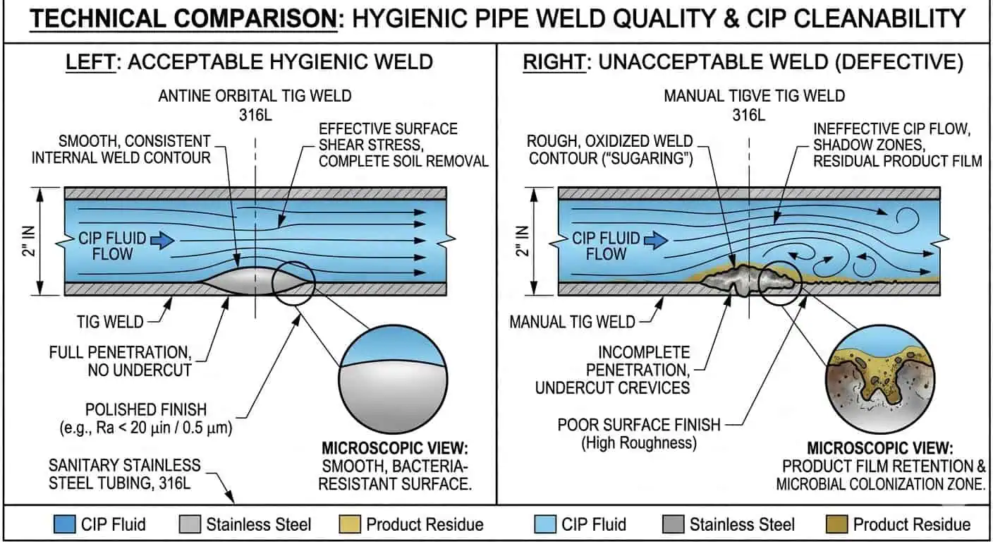 Surface Finish and Weld Quality Impact on CIP Surface finish and weld quality impact on CIP cleanability in hygienic piping
