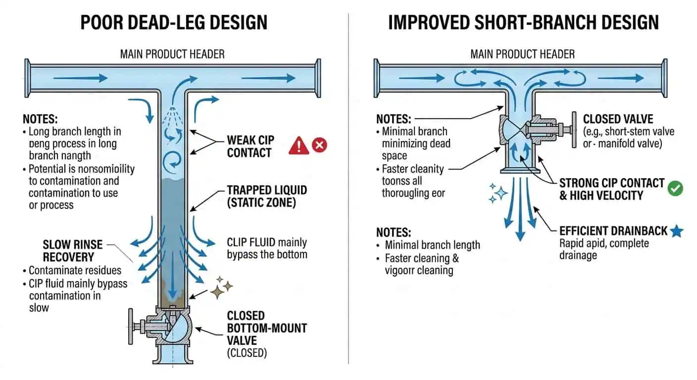 Dead Leg and CIP Contact Comparison Dead leg and CIP contact comparison in hygienic process piping