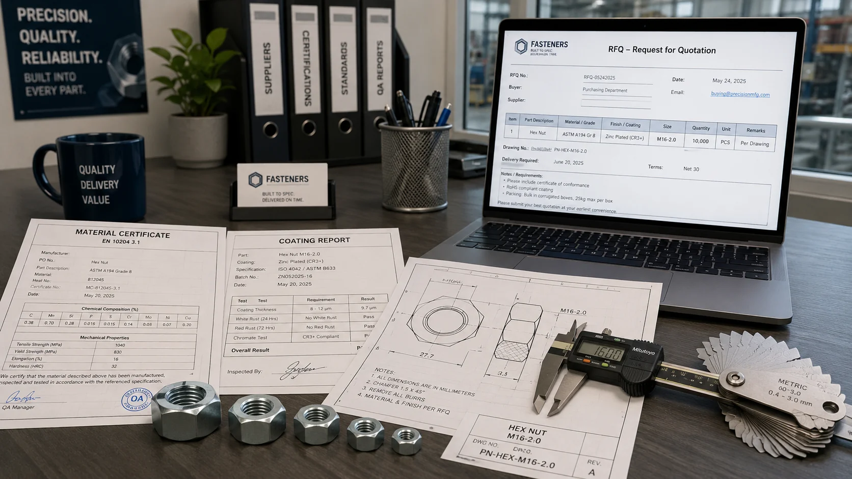 Liste de contrôle RFQ pour dimensions d'écrou hexagonal avec dessin, pied à coulisse et rapport d'inspection Liste de contrôle RFQ pour dimensions d'écrou hexagonal avec dessin, pied à coulisse et rapport d'inspection