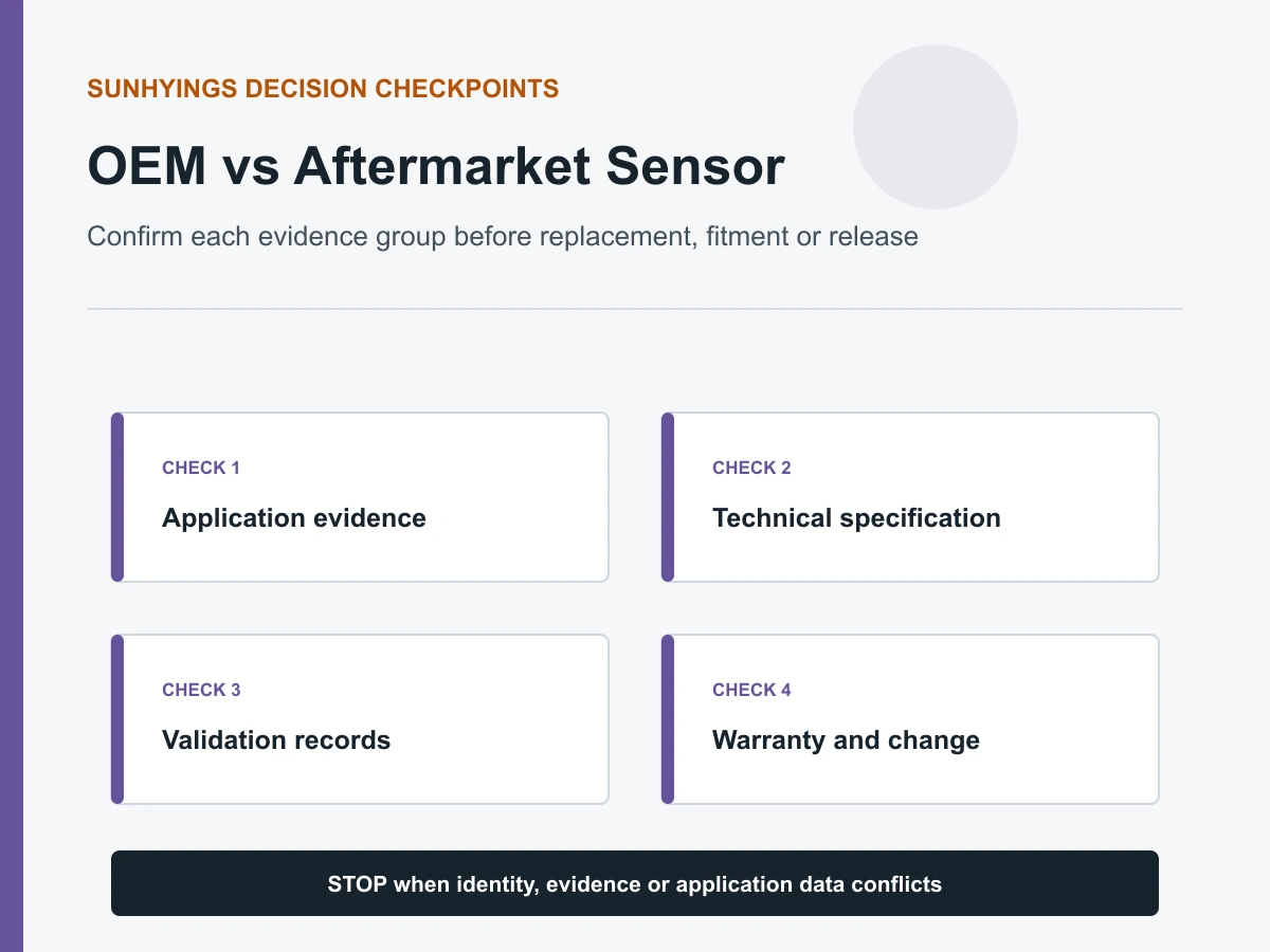 OEM and aftermarket oxygen sensor evidence comparison framework decision checkpoints