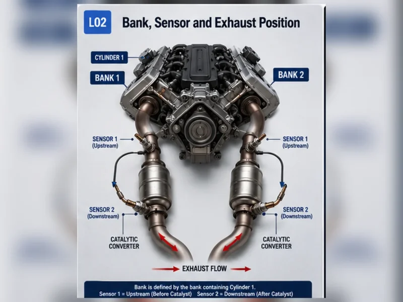 Oxygen sensor bank sensor upstream downstream location