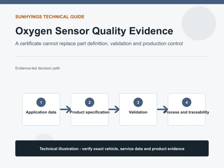 Oxygen sensor quality evidence chain from application data through production traceability