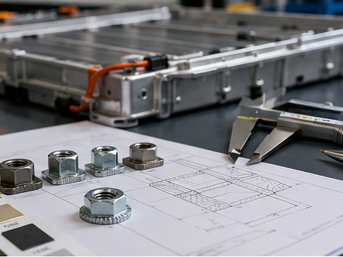Special nuts for EV battery packs reviewed with coating inspection drawing and traceability requirements