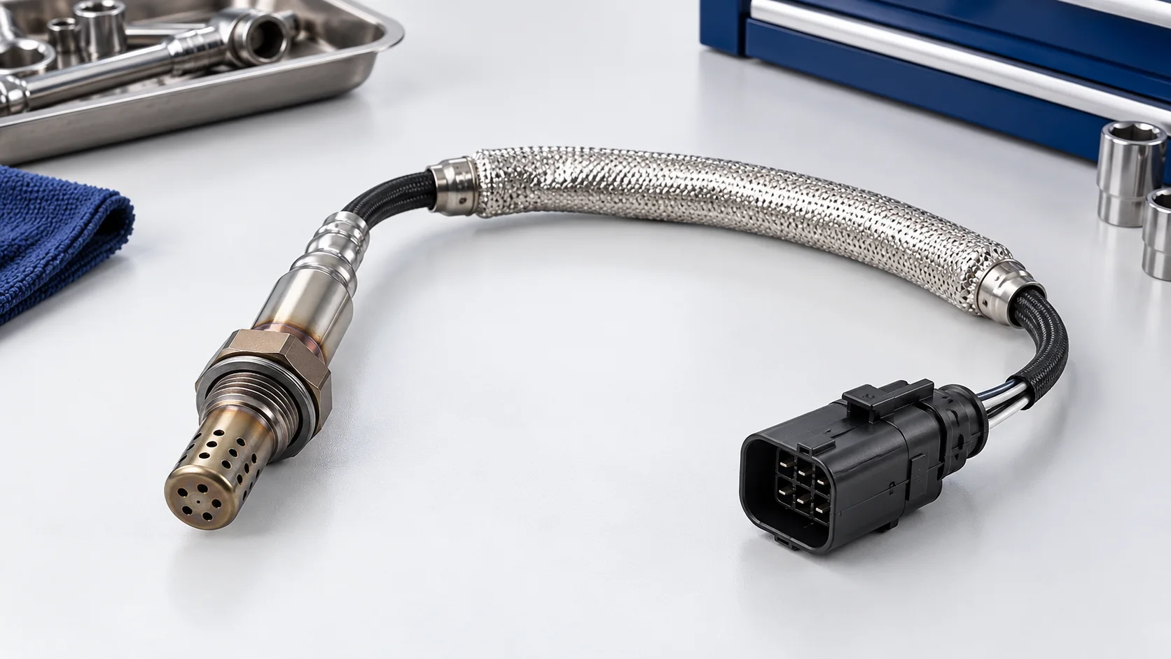Sensor de oxígeno genérico con protector térmico metálico en su cable